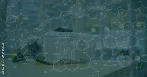 Obraz Image of chemical formulas over vr headset