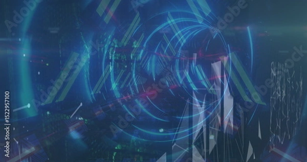 Obraz Image of tunnel made of lights, shapes and lights
