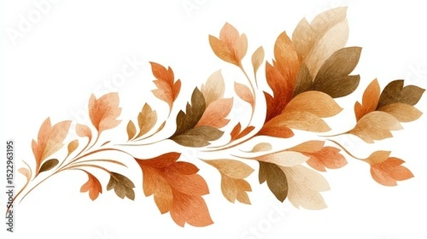 Fototapeta Intricate illustration of colorful leaves and branches.