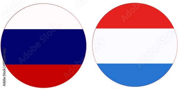 Fototapeta Russia Official flag with Luxembourg national flag, both countries flags in Round shape and isolated on white background
Circular colorful design Flag with together.