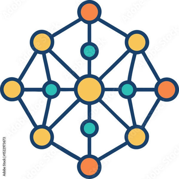 Fototapeta "Neural Network Icon – AI Brain, Deep Learning, and Machine Intelligence Vector"