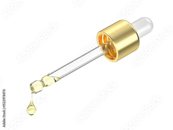 Fototapeta Dropper pipette with yellow serum on a transparent background