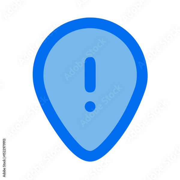 Obraz Blue location icon with exclamation point