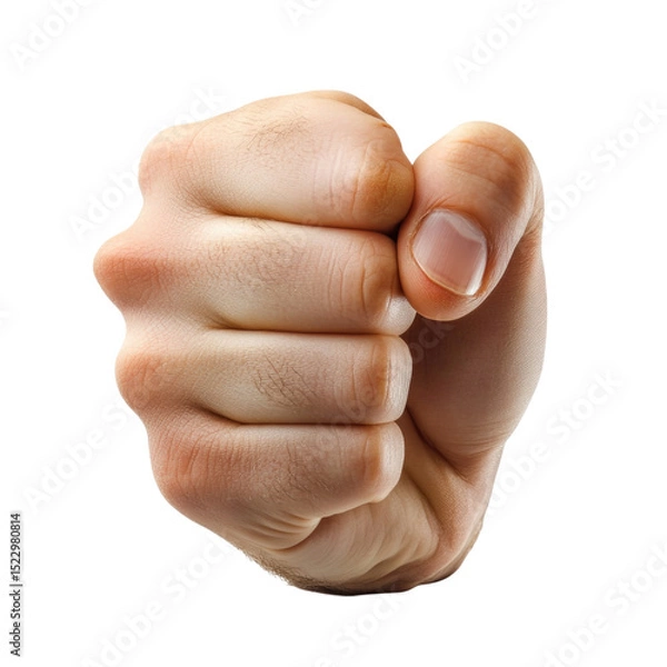 Fototapeta Fist gesture of determination with a strong grip displayed on a transparent background, cutout PNG