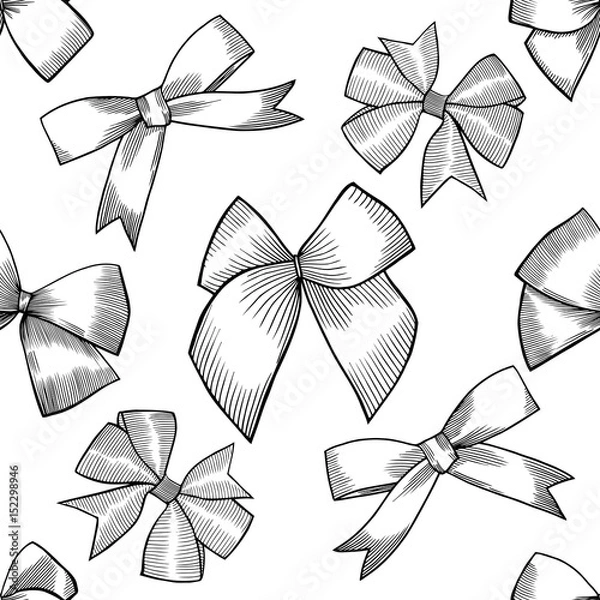 Fototapeta Seamless pattern with tie and bow