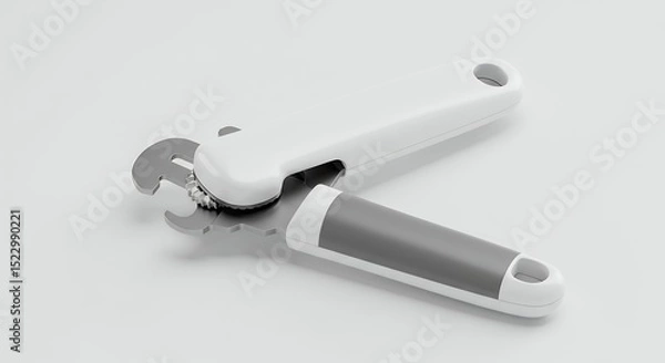 Obraz Grey and white can opener on white background