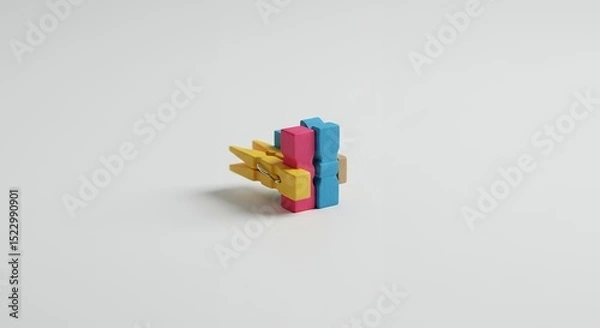 Fototapeta Multicolored stacked blocks design