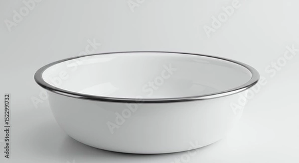 Obraz White enamel bowl with silver rim