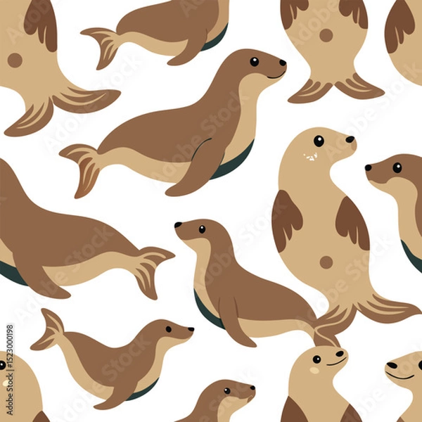 Fototapeta Sea Lion Pattern – Seamless Vector Background	
