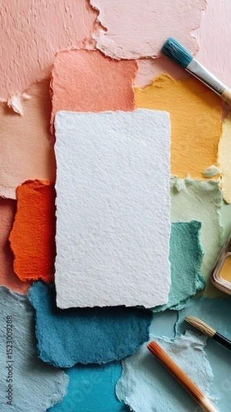 Obraz Colorful paint swatches with blank canvas.