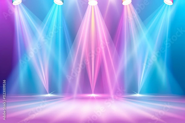 Obraz Colorful stage lights illuminating empty stage background