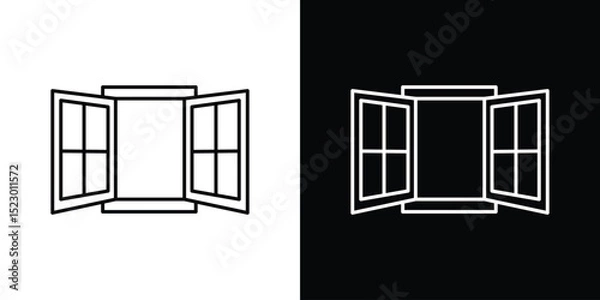 Fototapeta Open window icon Graphic vector set for ui design