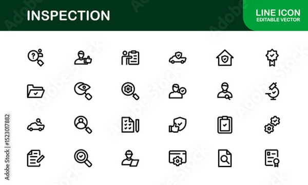 Fototapeta Inspection Icons Premium Pack – High-Quality Vector Symbols for Quality Control, Safety, and Audit Visuals