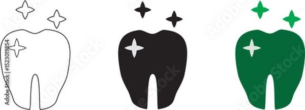 Fototapeta clean tooth icon collection in black and white filled and solid vector style.