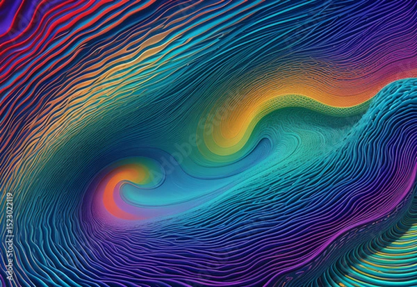 Fototapeta Sea multi-colored wave background Colorful Ocean Sea water in crest shape. Sunset light and beautiful clouds on background Dramatic Ocean Sunset Oil Painting with Crashing Waves and Golden Sky