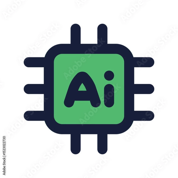 Obraz ai chip flat line icon