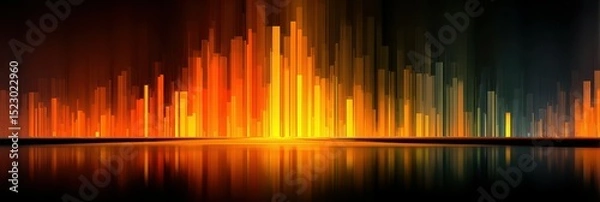 Fototapeta Vibrant sound wave visualization with gradient colors ranging from yellow to orange and black background