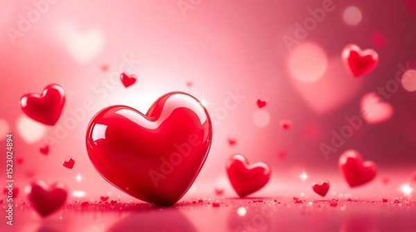 Obraz Romantic red hearts background for valentines day