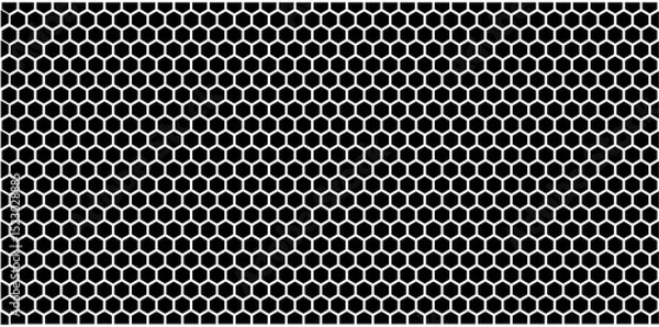 Fototapeta Modern Hexagonal Holes Seamless Pattern, Metallic Texture Hexagonal Grid Vector Illustration.	