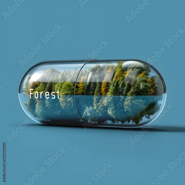 Obraz Forest encapsulated A vision of nature's remedy. vector.