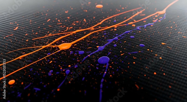 Fototapeta Vivid Splatter Art On Carbon Fiber Texture A Bold Statement
