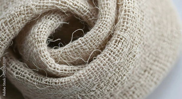 Obraz Closeup Of A Rolled Woven Fabric Texture Showing Natural Fiber Strands