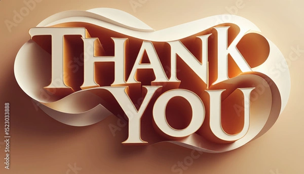 Obraz Creative thank you message in elegant 3D design with warm tones