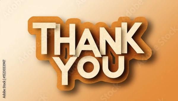 Obraz Thank you card design with warm tones and bold typography elements