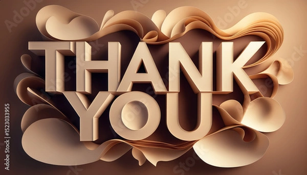 Obraz Creative paper cut style thank you message in warm tones