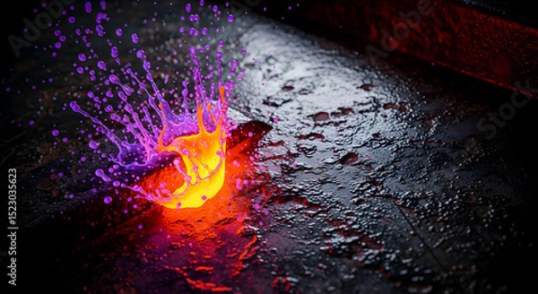 Obraz Mystical Splash Of Vibrant Color On A Dark Textured Surface