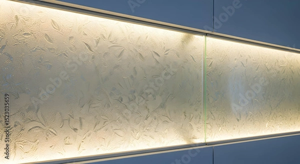 Obraz Illuminated Frosted Glass Featuring Leaf Pattern In Modern Interior Design