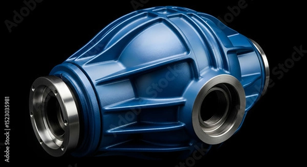 Obraz Shiny Blue Car Differential Housing Part Showcasing Precision Engineering