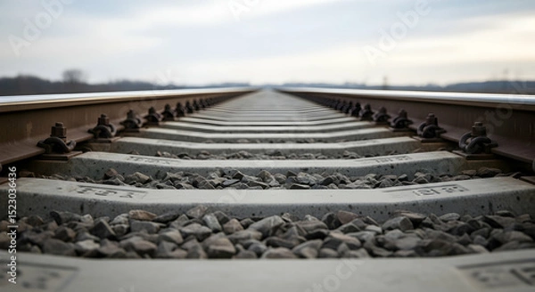 Obraz Railroad Track Perspective Vanishing Point Industrial Landscape Transportation System