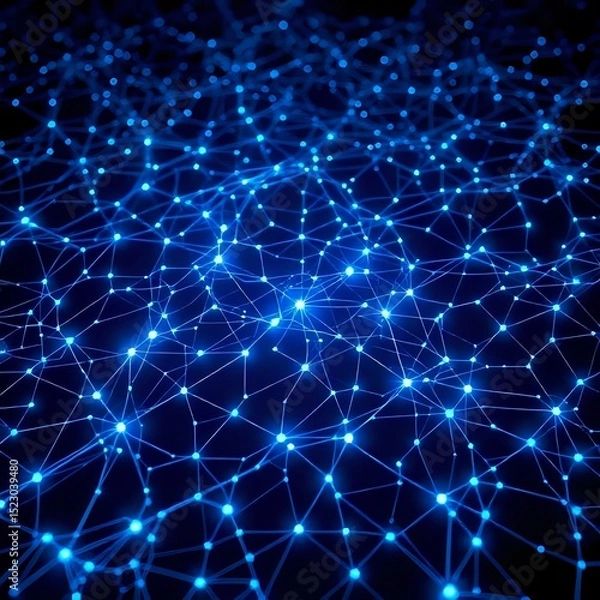 Obraz AI Neural Network Abstract Background – Glowing Tech Grid Lines