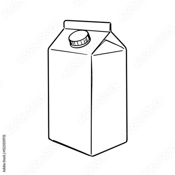Fototapeta Milk carton mockup with screw cap.  Simple milk carton packaging design template. Blank carton for branding and advertising. Perfect milk carton for dairy product label design,