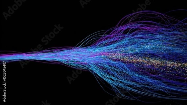 Obraz Abstract blue and purple light trails on black background