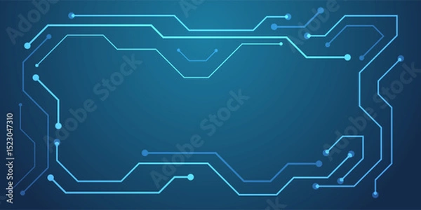 Fototapeta Ai technology circuit board banner background. Futuristic design circuit. Artificial intelligence blue vector illustration.