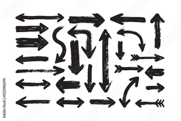 Fototapeta black brush stroke arrow vector icons set