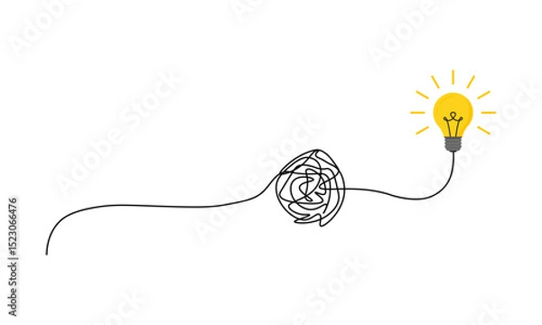 Obraz Continuous Doodle Line Drawing a Bulb From a Complicated Tangle Line.	
