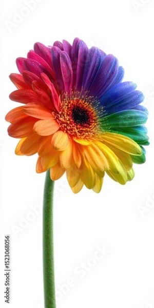 Obraz Rainbow Gerbera Daisy on White – LGBTQ Pride Symbol