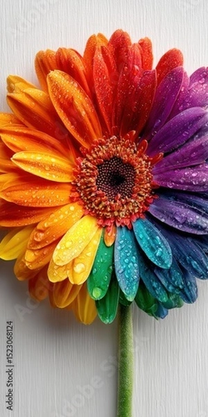 Obraz Gerbera in Rainbow Colors with Water Drops – Pride Month Celebration