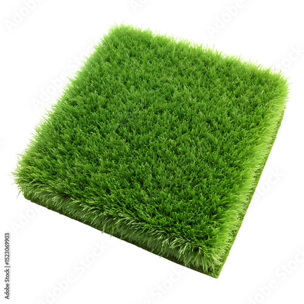 Fototapeta 3D Rendered Square Patch Of Vibrant Green Artificial Grass