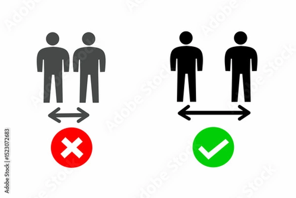 Fototapeta Social Distancing Infographic Icon. Vector Image isolated on white