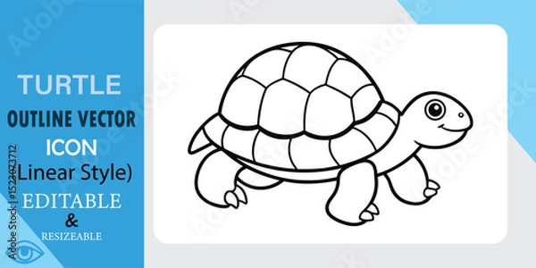 Obraz A simple, cartoonish outline drawing of a turtle. Black lines on a white background. Vector format, easily edited and resized.