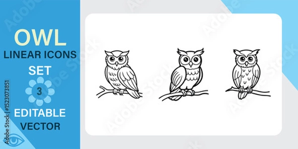 Obraz Owl Linear Icons Set With Editable Vector File Format