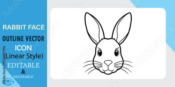 Obraz Editable Rabbit Face Outline Vector Icon, Linear Style, Resizable