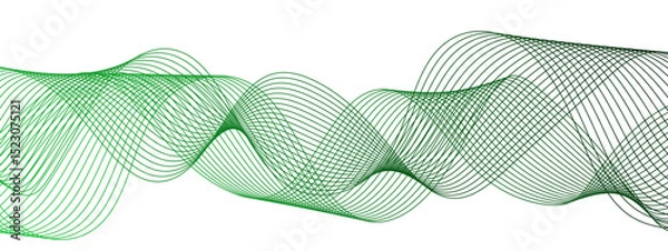 Fototapeta Abstract wave design with a series of flowing, overlapping sinusoidal curves in a gradient. Clean white background, with wave line with sense of motion and fluidity. Sound waves or light frequencies