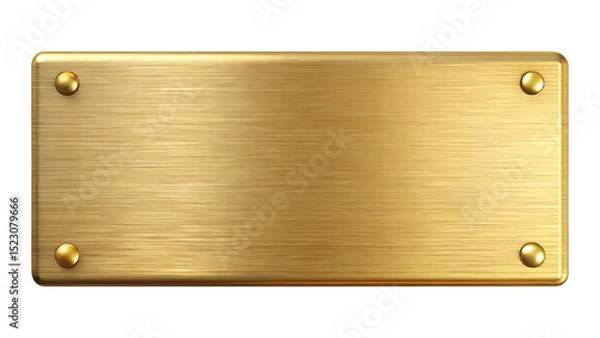 Fototapeta Realistic 3D Rendered Rectangular Golden Nameplate