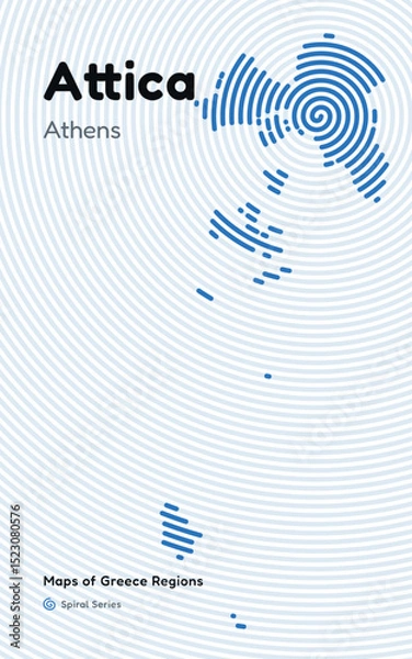 Fototapeta Spiral Line Pattern Map of Attica Region with Athens as the Capital