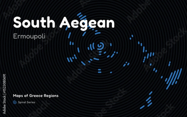 Fototapeta Spiral Line Pattern Map of South Aegean with Ermoupoli as the Capital